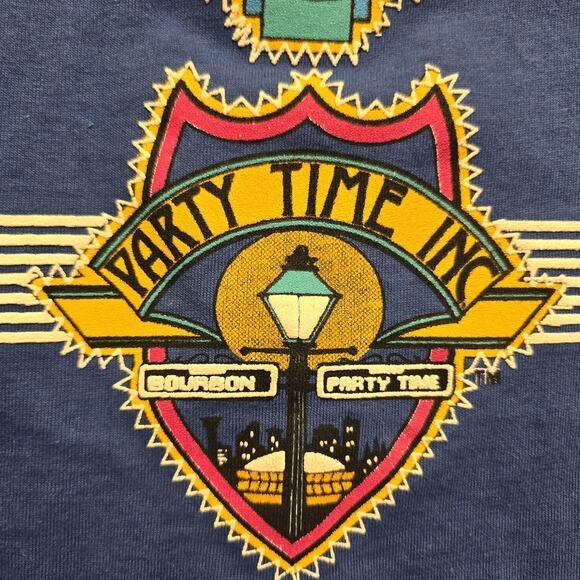 Vintage New Orleans Shirt Mens Large Blue Graphic Jazz Club Bourbon Street 80s - Picture 3 of 10